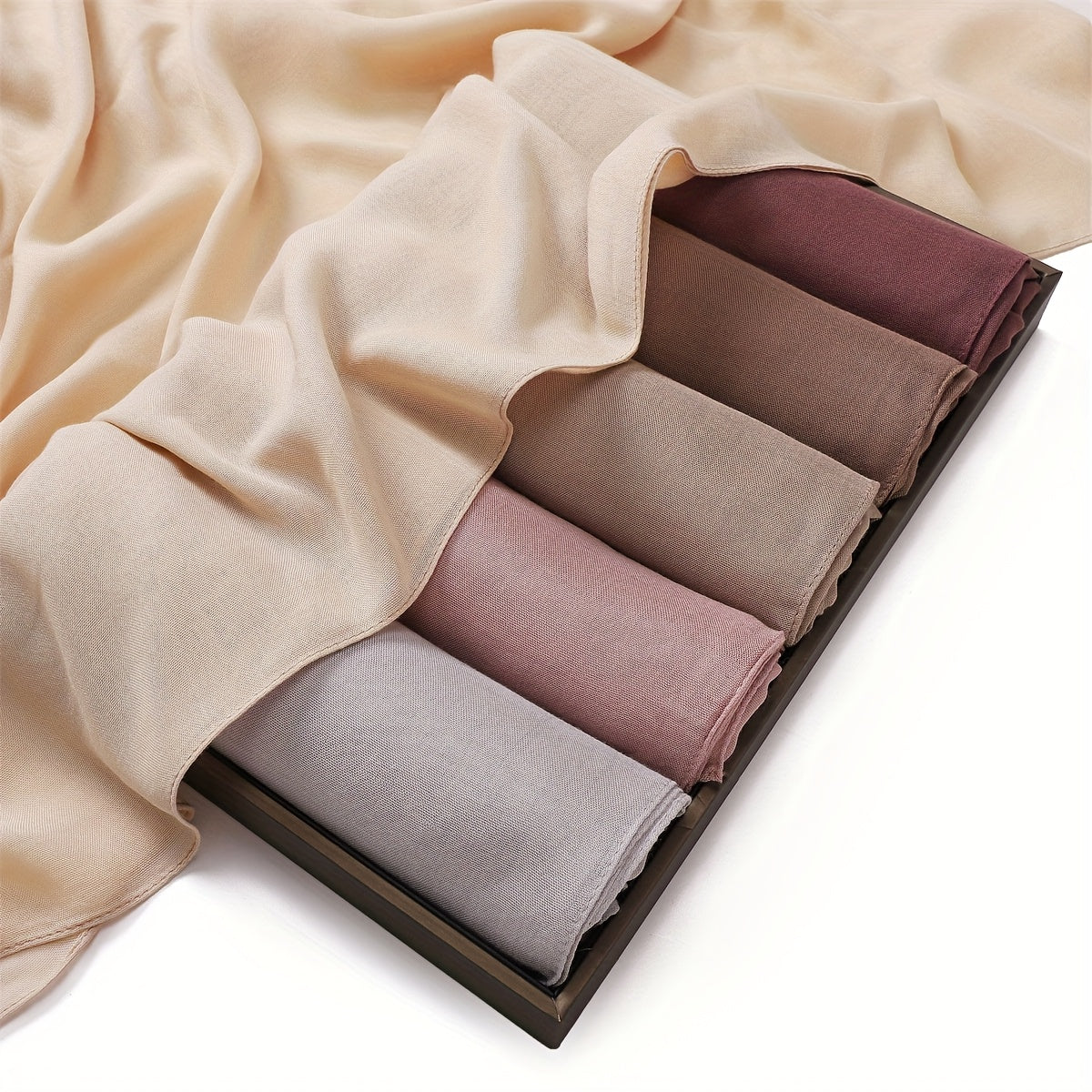 5pcs High-Quality Solid Color Breathable Scarves for Women - Soft Modal, Ideal for Daily Use, Muslim Hijabs, Shawls, and Wraps, Casual Wear Scarves|Breathable Fabric Scarves| Textured Bamboo Woven Hijab