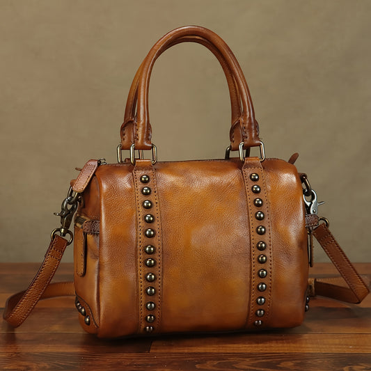 Genuine Leather Purse And Handbag For Women Vintage Handmade Top Grain Leather Ladies Shoulder Crossbody Bag Satchel Bag