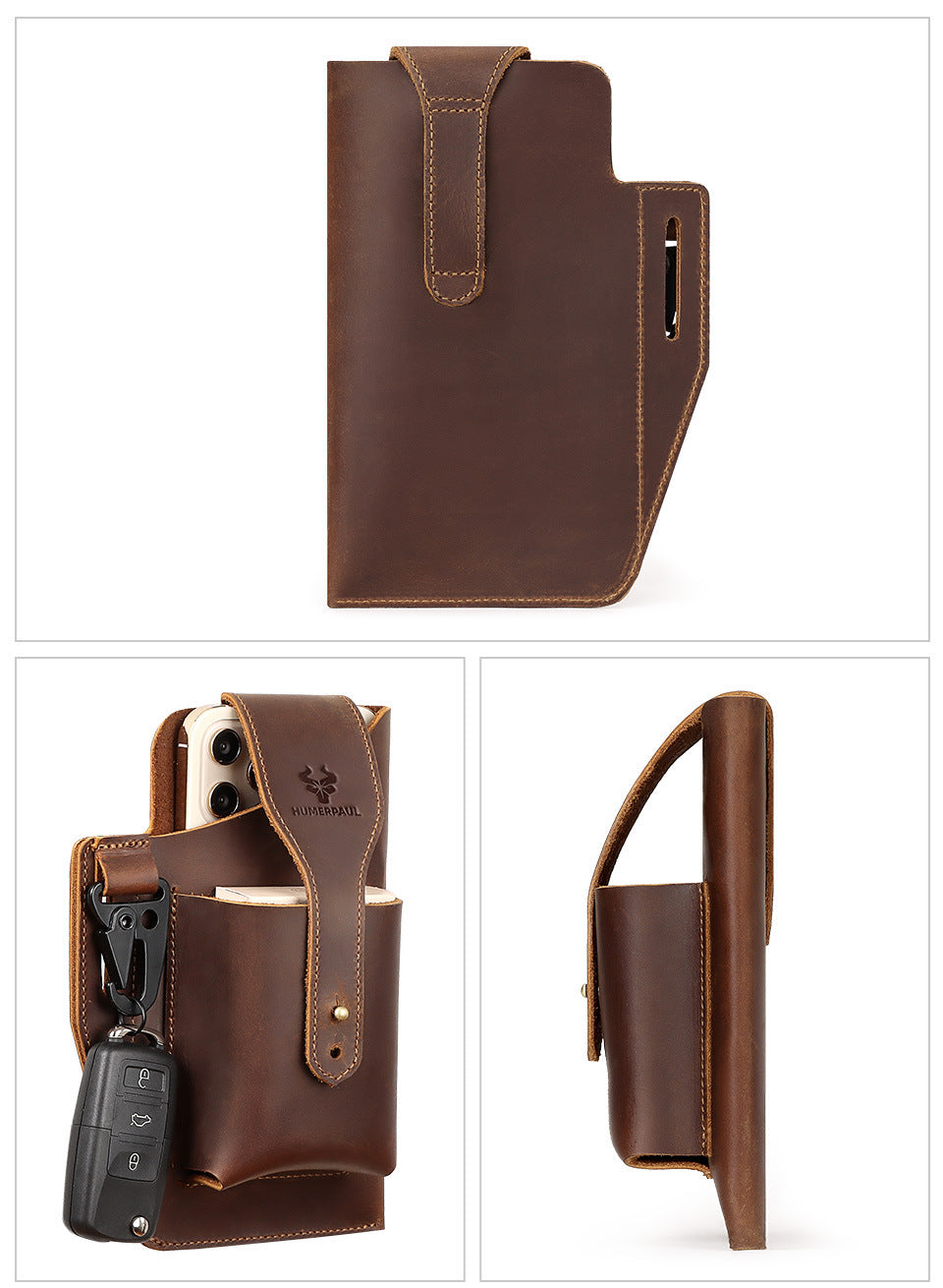 Men's Leather Mobile Phone Case, Mobile Phone Stand With Belt Ring, Mobile Phone Bag Protective Case, Unique Father's Day Gift
