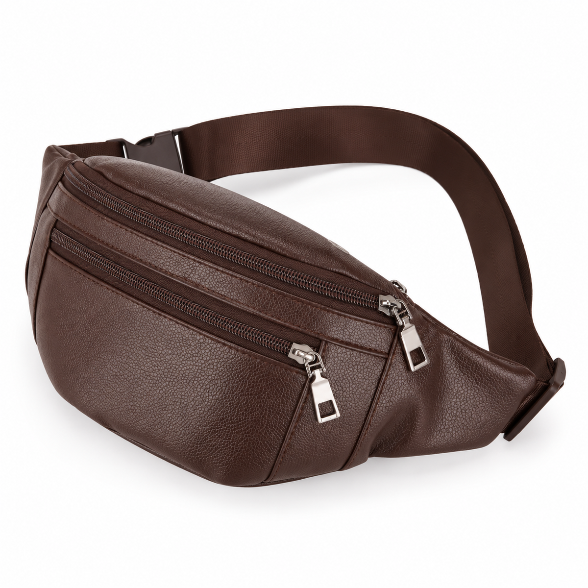 Coffee Brown Textured Adjustable Waist Bag