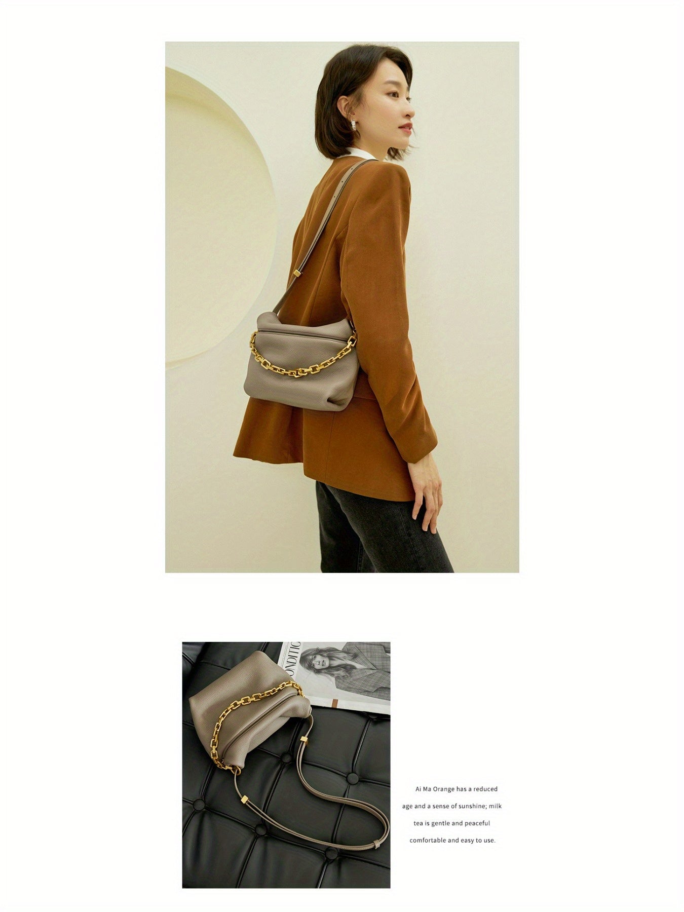 2025 New Women's Bag, Leather Crossbody Pleated Cloud Messenger Bag, Fashionable Chain Dumpling Bag, Single Shoulder Crossbody Bag