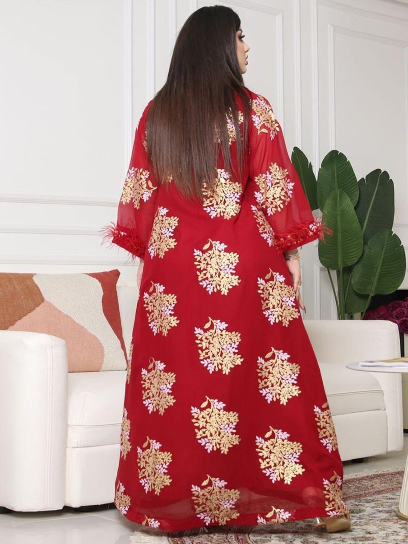 2025 Spring-Summer Round neck Printing Embroidery Regular sleeve Kaftan