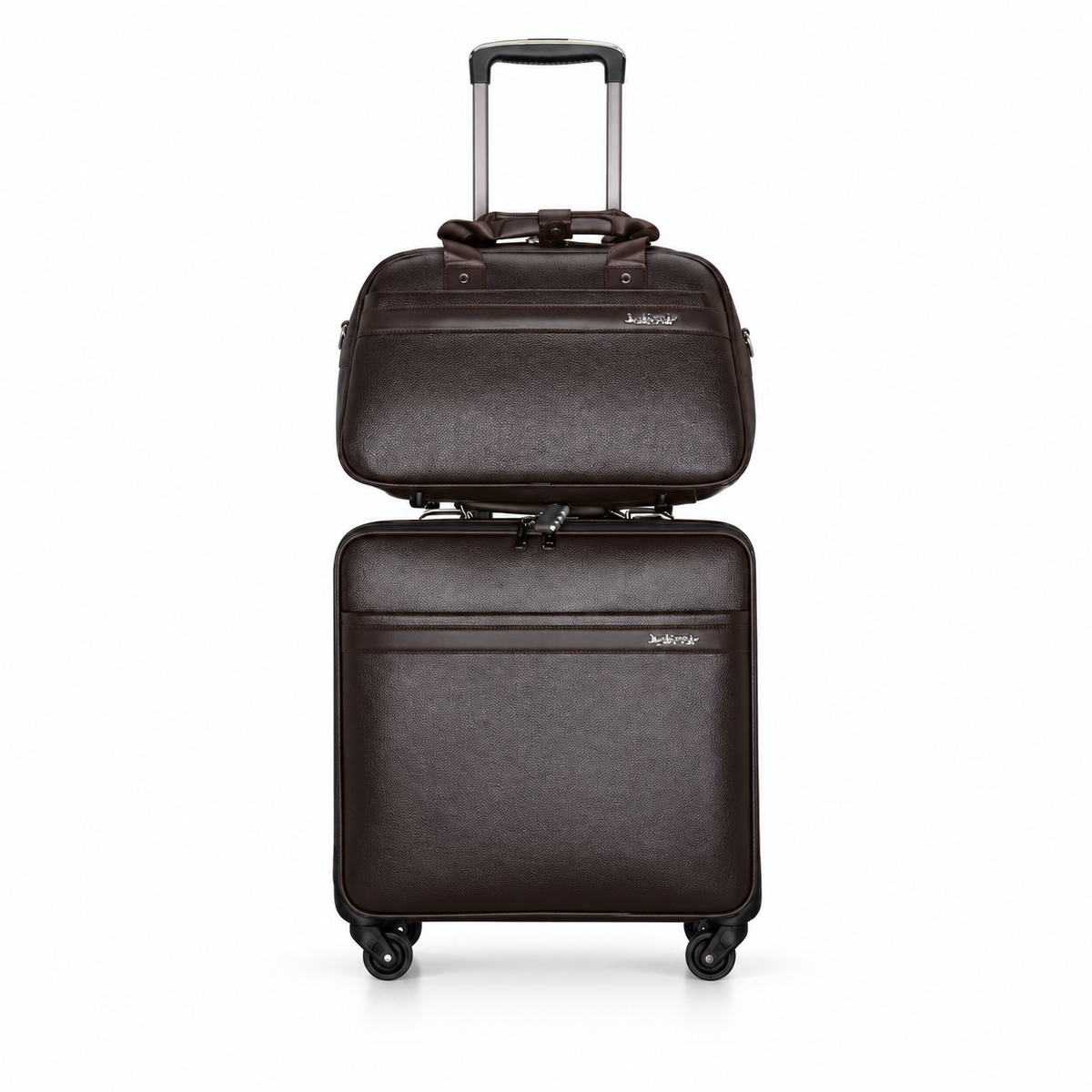 Dark Brown Trolley Suitcase Travel Set