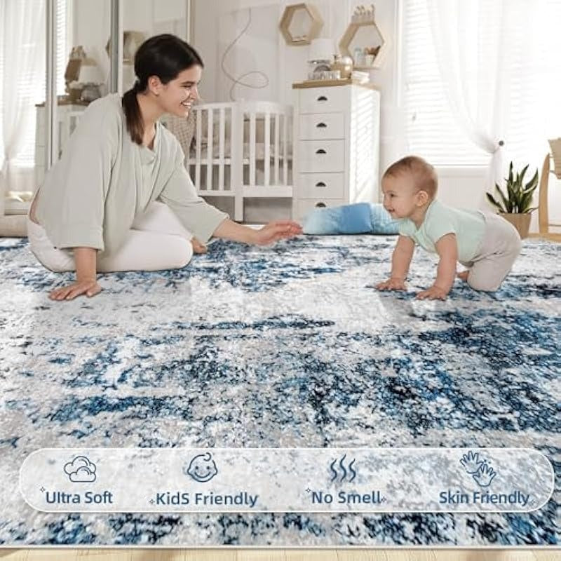 Area Rug, Washable Rug Modern Abstract Bedroom Rug Non-Slip Soft Neutral Area Rug Stain Resistant Throw Rugs for Entryway Kitchen Door Mat Indoor Entrance Laundry