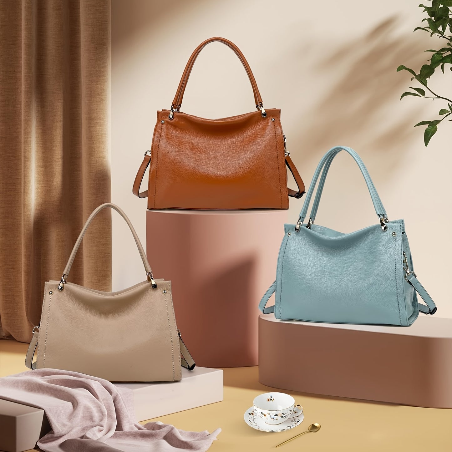 Elegant Leather Handbag, Women's Tote Bag, Versatile Single Shoulder Sling Bag