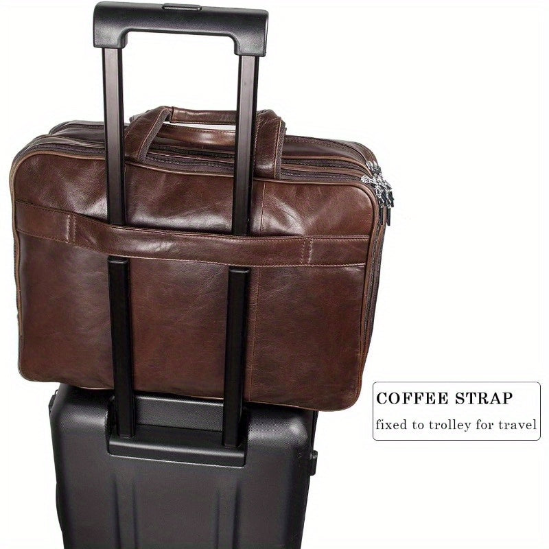 Business Travel Briefcase Leather Duffel Bags for Men Laptop Bag fits 15.6 inches Laptop