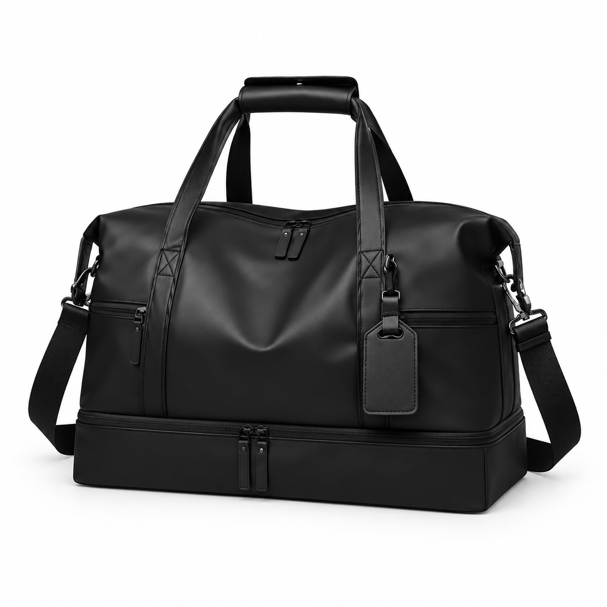 Black Overnight Bag With Multiple Compartments