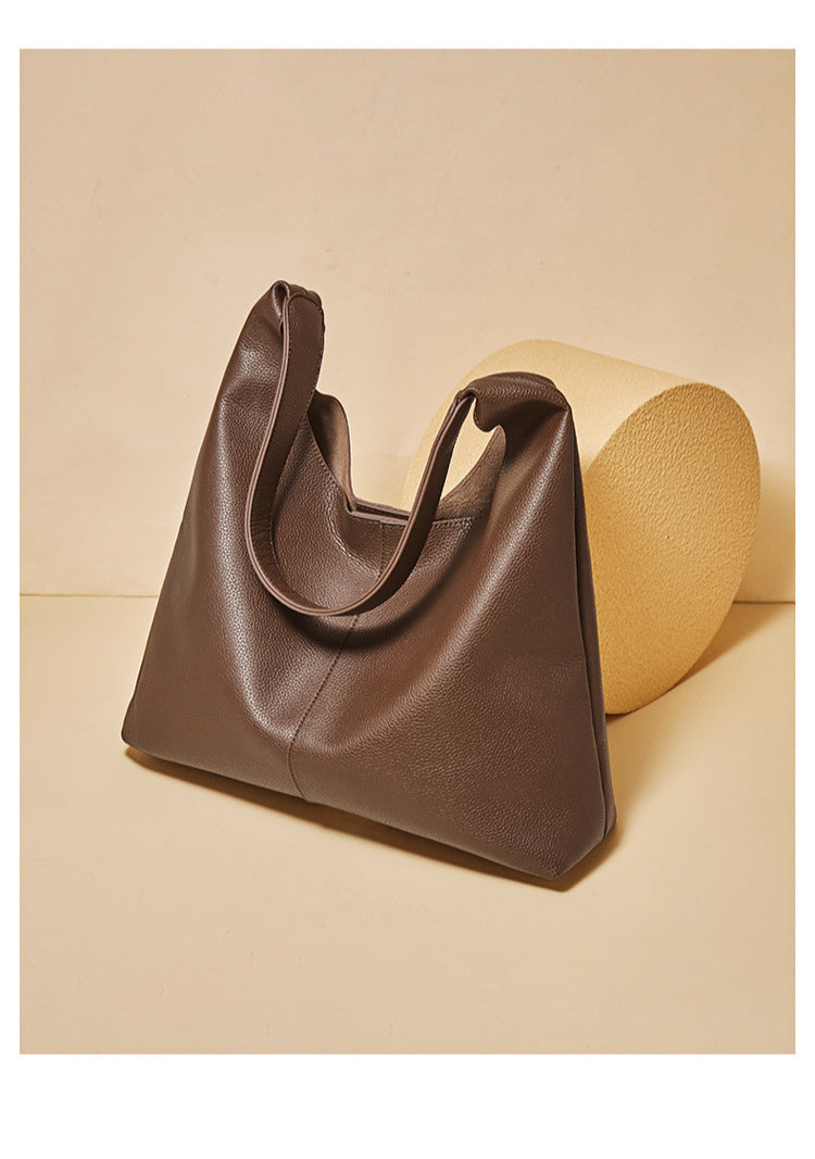 Women's Leather Tote Bag - Large Capacity Bucket Crossbody Bag with Adjustable Shoulder Strap