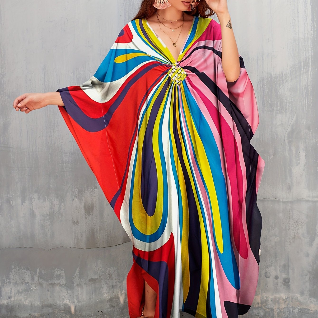 Plus Size Kaftan Dresses Long Swimsuit Coverup for Women Caftans Loungewear Casual Fall Dress