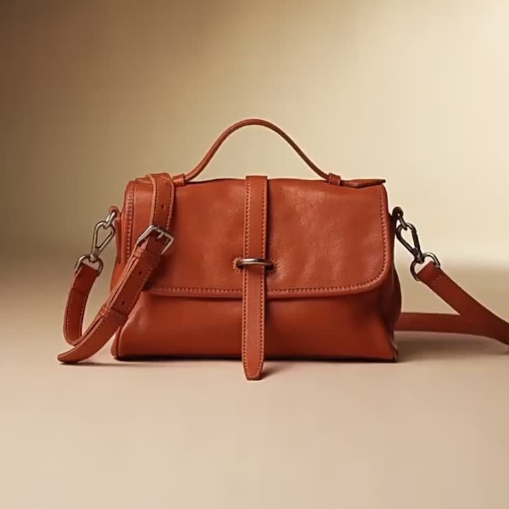Genuine Leather Satchel Postman Cow Genuine Leather Vintage Postman Bag Women's Commuting Single Shoulder Crossbody Bag Niche Bag