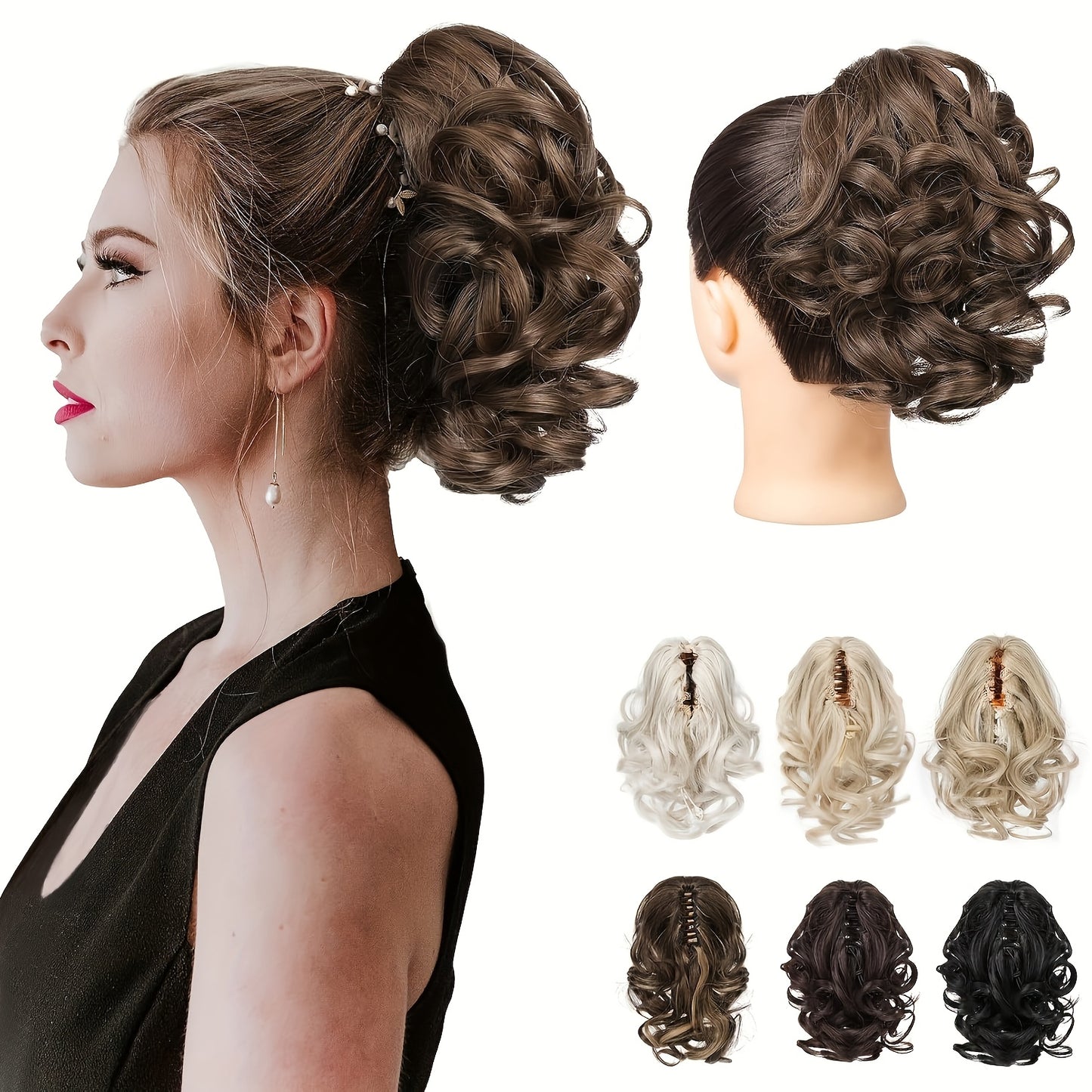 8 Inch Wavy Clip-In Ponytail | Jumbo Claw Clip Synthetic Hair Extensions for Women