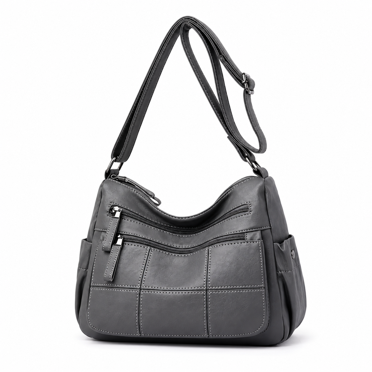 Grey Multi Pocket Adjustable Crossbody Bag