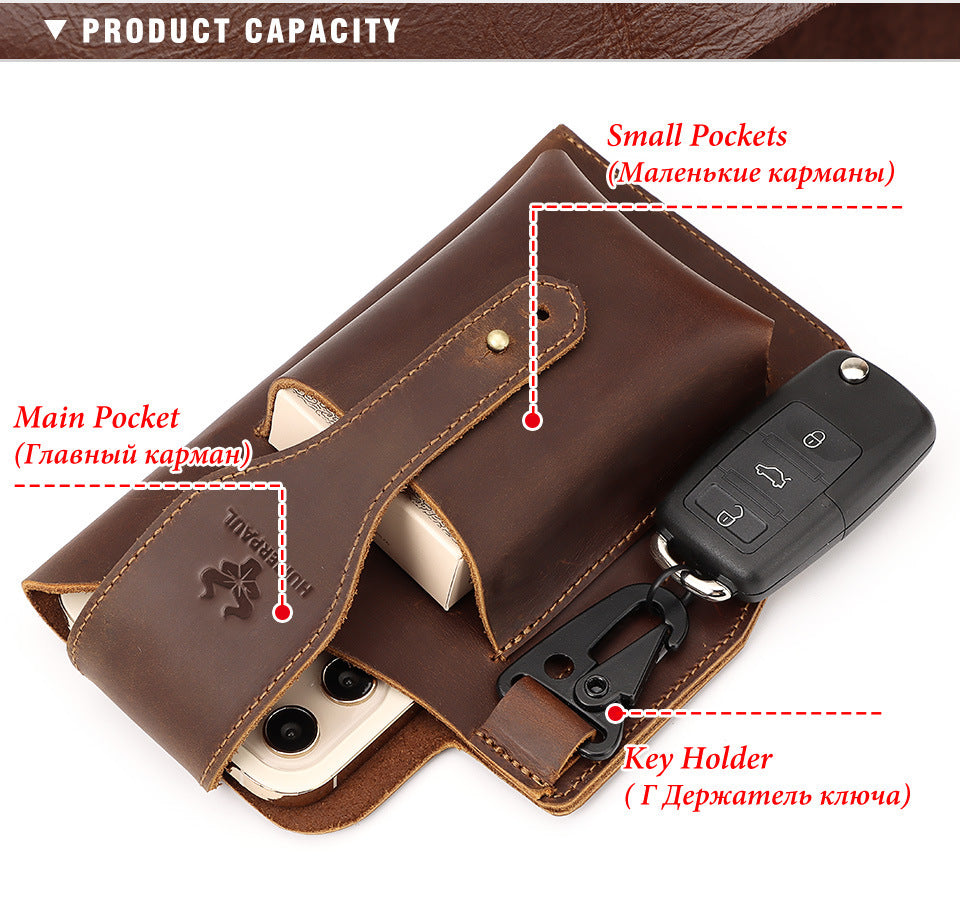 Men's Leather Mobile Phone Case, Mobile Phone Stand With Belt Ring, Mobile Phone Bag Protective Case, Unique Father's Day Gift
