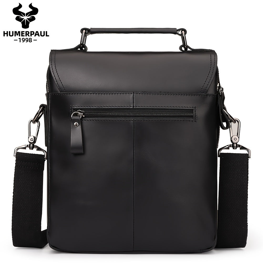 Leather Messenger Bag For Men, Shoulder Crossbody Bag With Adjustable Straps For Work Business