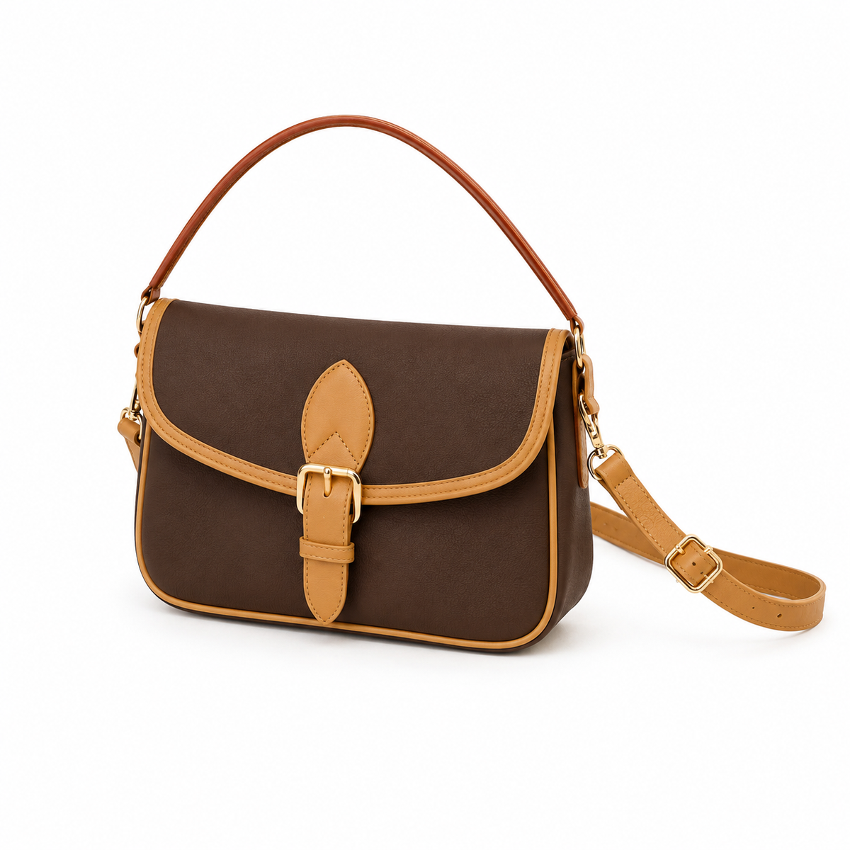 Vintage Two-Tone Brown Tan Crossbody Bag