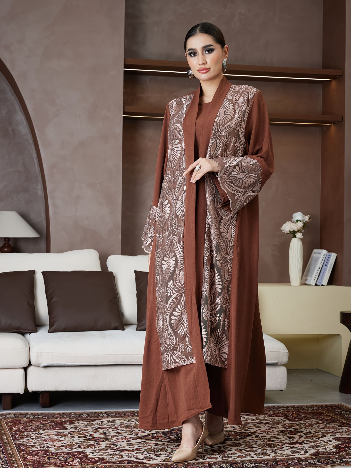New Abaya for Ramadan, Middle Eastern Arabic Robe, Saudi Arabia, Turkish Muslim Women'S Floral Dress with Comfortable Breathable Fabric, High-End Fashion Paisley Pattern