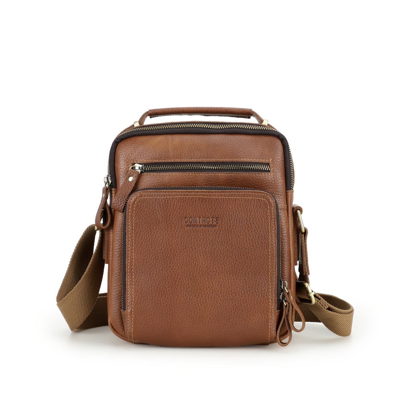 3 Color Vintage Leather Men'S Shoulder Bag Messenger Bag Crossbody Bag Handbag Zipper Pocket 9.7" Tablet Holder Gift