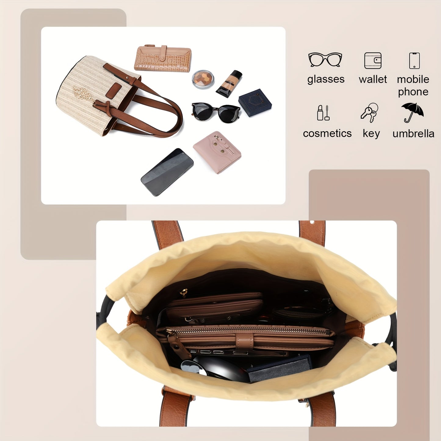High Quality Hand-woven Straw Women's Bucket Bag | New Vintage Niche Design Fashion Casual Single Shoulder Crossbody Handbag