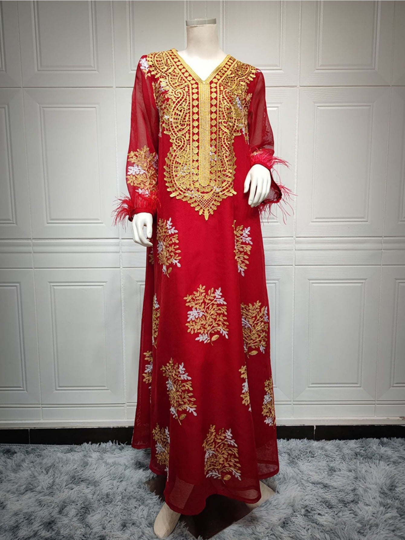 2025 Spring-Summer Round neck Printing Embroidery Regular sleeve Kaftan