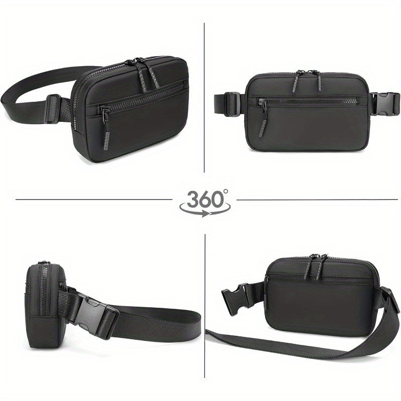 Essential Leather Belt Bag w Long Strap 70 Front Zip Pocket Crossbody Bag w Extended Strap Fanny Pack for Women Men Two Way Zipper Sling Bag