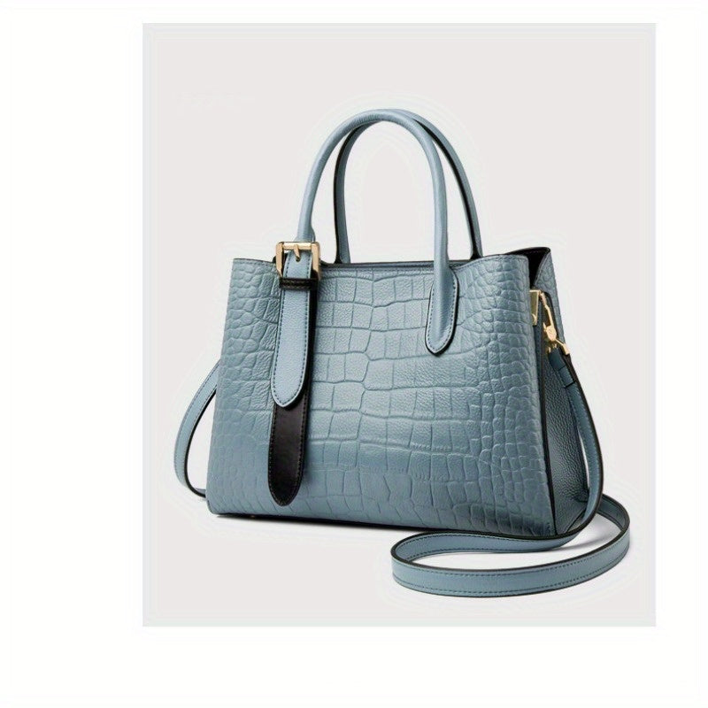 2025 New Genuine Leather Women's Crossbody Bag - Large Capacity Detachable Strap Handbag, Elegant Office & Daily Commuting Purse with Zipper Closure