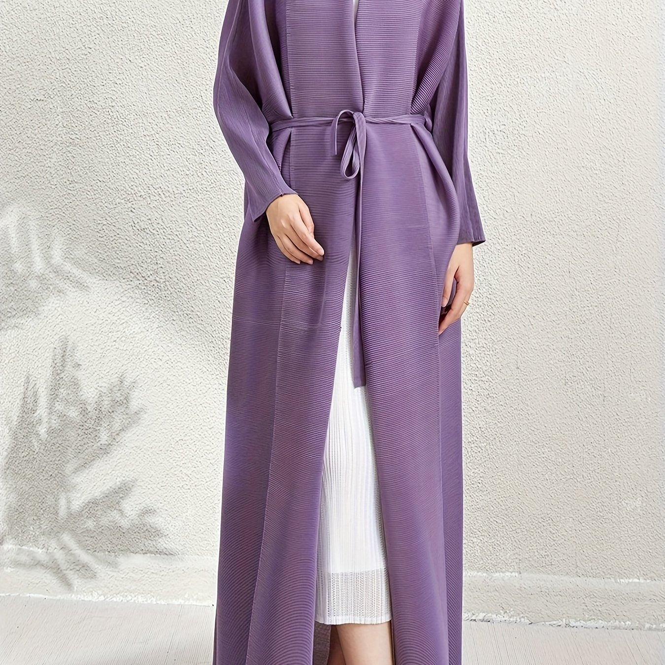 Elegant Women's Loose-Fit Long Sleeve Emirati Abaya with Turn- Collar - Brown, High-Stretch Fabric, Full-Length Pants, Perfect for Spring & Fall, Muslim Dress, Muslim Dress | Loose Fit Abaya