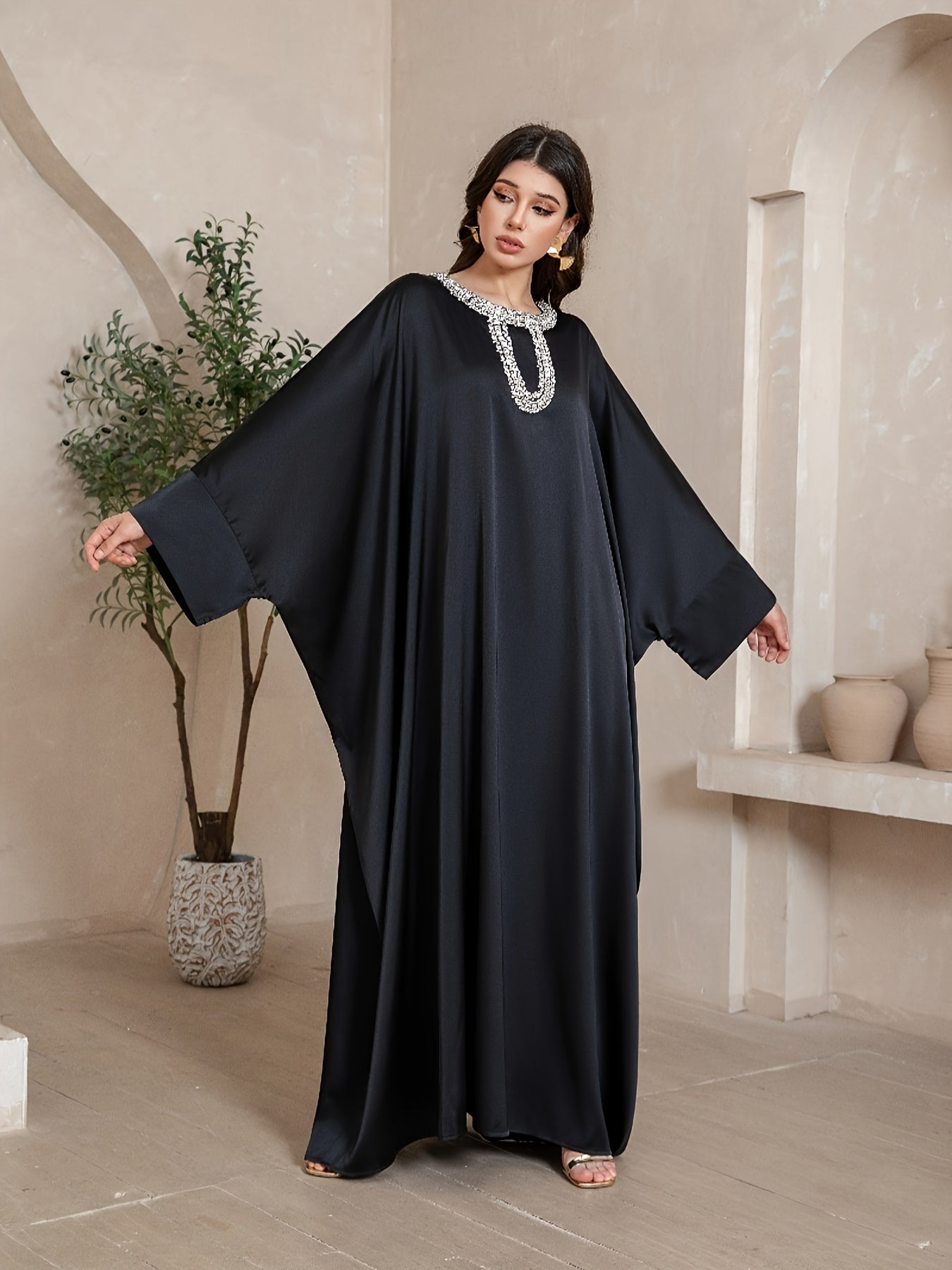 Women's Abaya Islamic Robe - Elegant Long Maxi Kaftan Dress with Floor Coverage, Formal & Everyday Muslim Gown - Machine Washable Islamic Clothing for Women - Non-See Through Islamic Dress