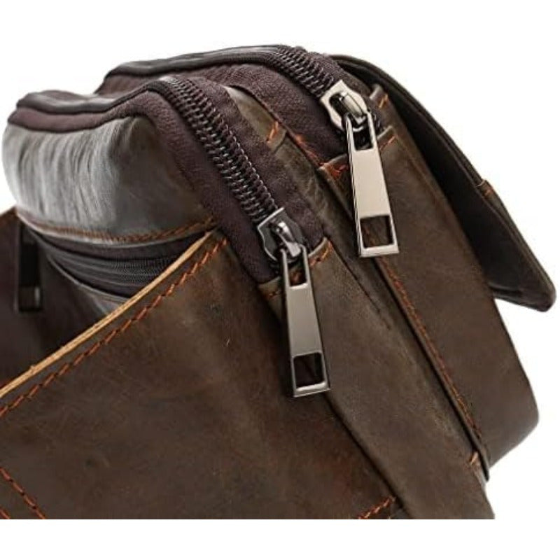 Leather Fanny Pack Waist Belt Bag for Men Women Travel Hiking Running Hip Bum Belt Vintage Retro Pouch Cell Phone Purse Wallet Brown