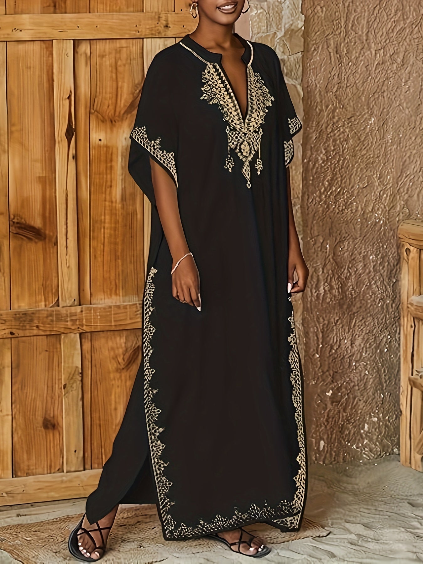 Kaftan Dresses For Women Swimsuit Coverup Plus Size Beach Caftan Cover Ups For Swimwear Embroidery