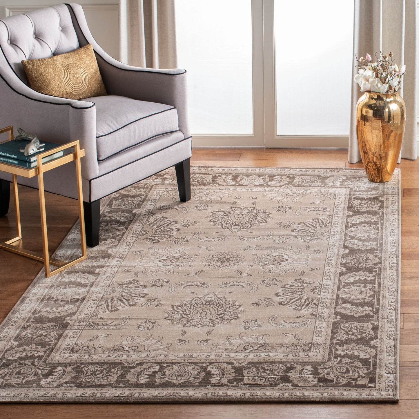 Indoor Power Loomed Easy Care Area Blue/Brown Rug For Home Decor Rug for Living Room, Bedroom, Dining Room,Turkish Carpet, Home Office, Basement