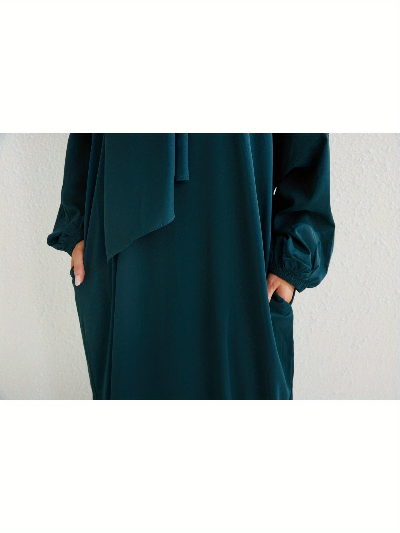 Elegant Islamic Hijab Dress for Women - Kaftan Style with Headscarf, Modest Middle Eastern Long Skirt Jibab Abaya, Loose Fit H-Silhouette, Long Sleeve Asymmetrical Hem, Solid Color Beige, Machine Washable for Ramadan Prayer & All Occasio