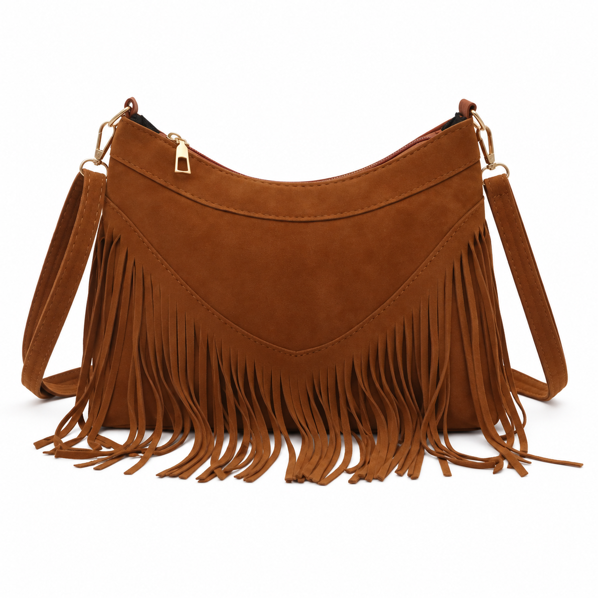 Vintage Camel Bohemian Fringe Shoulder Bag