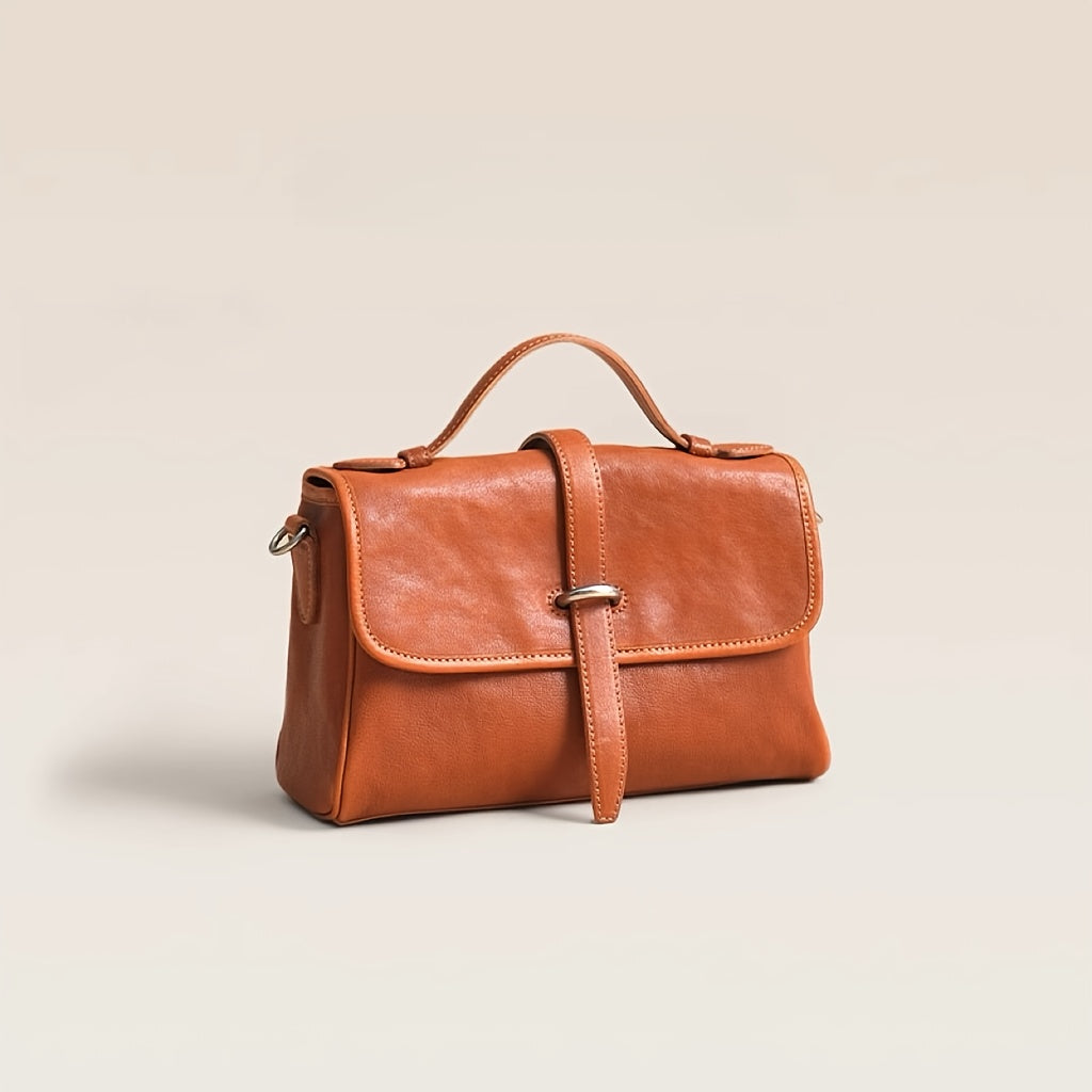 Genuine Leather Satchel Postman Cow Genuine Leather Vintage Postman Bag Women's Commuting Single Shoulder Crossbody Bag Niche Bag