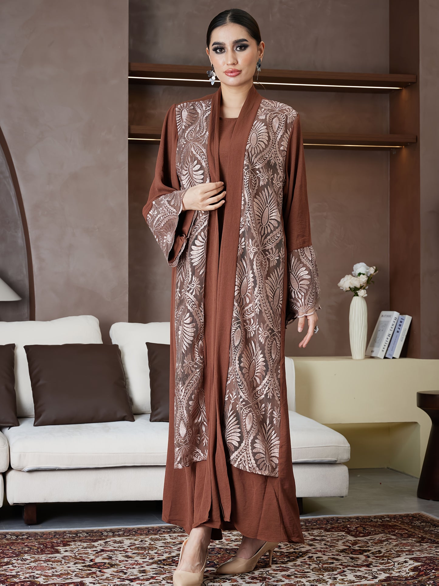New Abaya for Ramadan, Middle Eastern Arabic Robe, Saudi Arabia, Turkish Muslim Women'S Floral Dress with Comfortable Breathable Fabric, High-End Fashion Paisley Pattern