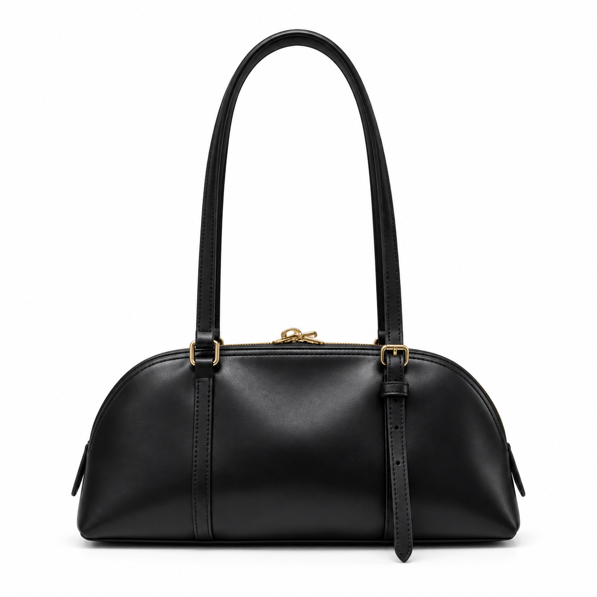 Elegant Black Structured Leather Shoulder Bag