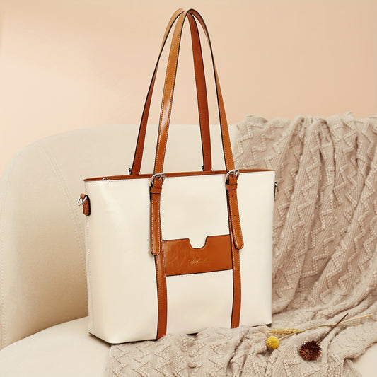 Women Leather Laptop Tote Office Shoulder Handbag Vintage Briefcase 15.6 Inch Computer Work Bag