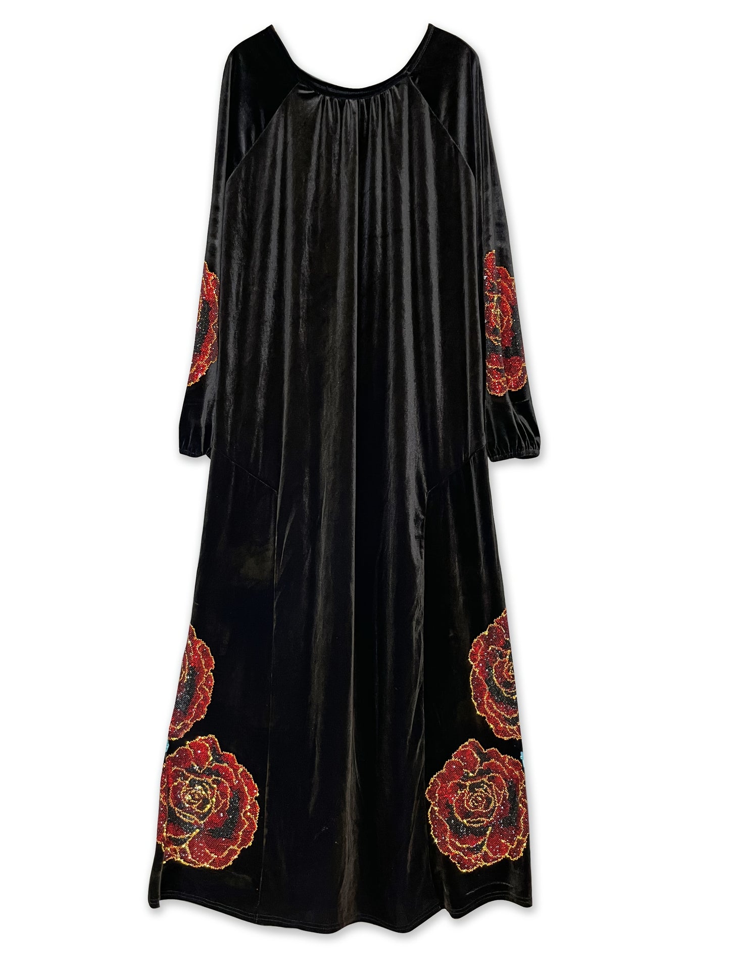 Rhinestone Robe Muslim Islamic Pakistani/Turkish Women's Rhinestone Abaya with Garden Collar Eid Ramadan Dubai Fashion Turkish Malay Long Skirt