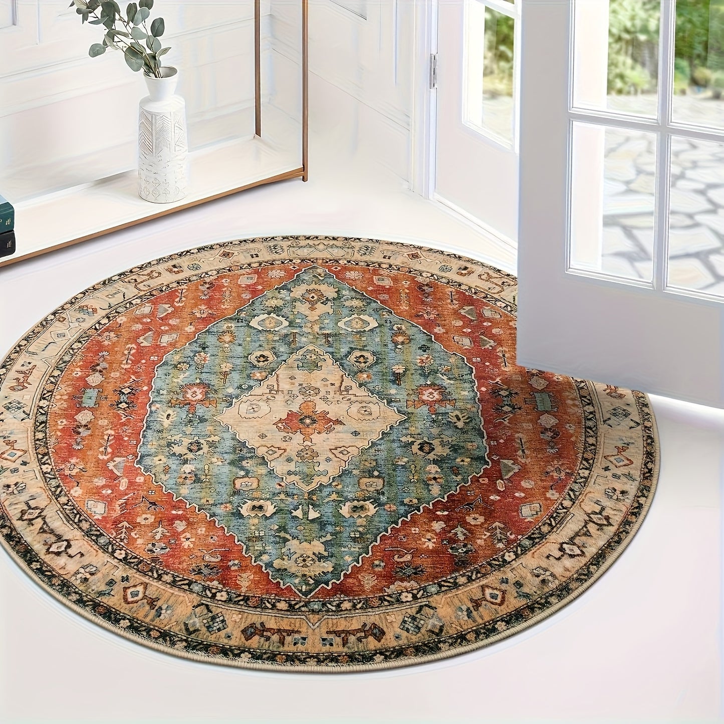 Boho Tribal Runner Rug Hallway Bohemian Vintage Non-Slip Entryway Throw Rug Faux Wool Machine Washable Low-Pile Floor Carpet Runner For Kitchen Laundry Living Bedroom