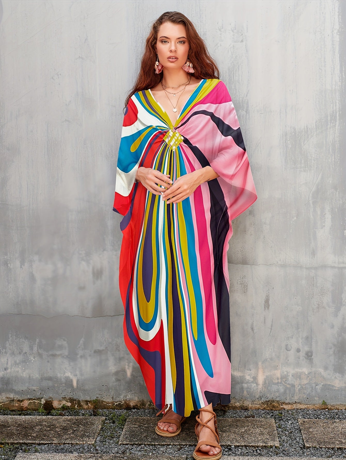 Plus Size Kaftan Dresses Long Swimsuit Coverup for Women Caftans Loungewear Casual Fall Dress