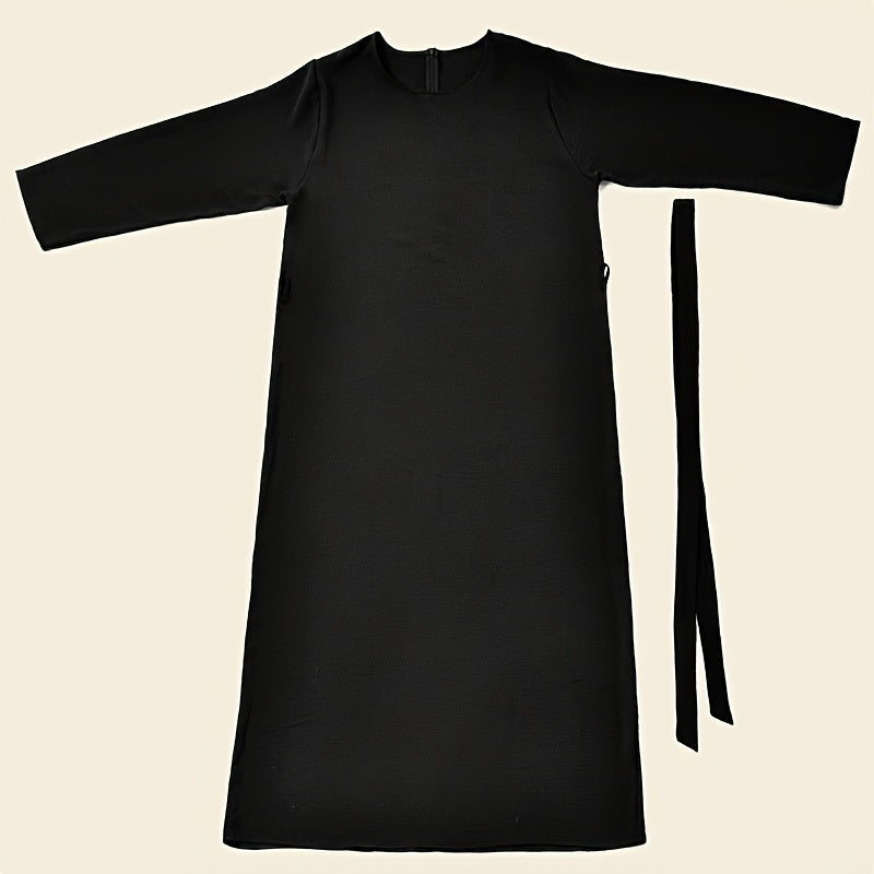 2pcs Muslim conservative Abaya Burqa + belt suit, long sleeve burqa, comfortable, versatile - suitable for formal occasions and Women's wear Eid al-Fitr