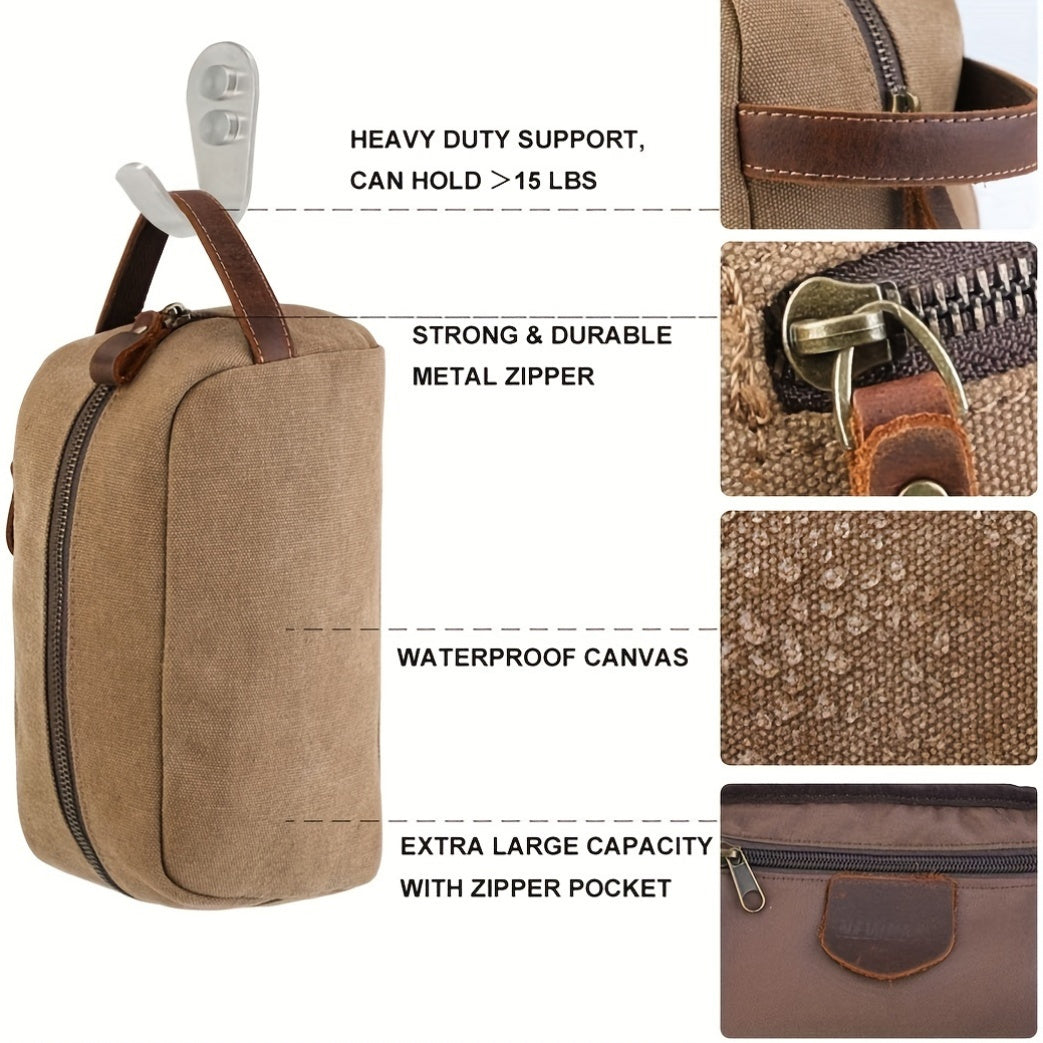 Oversized Travel Duffel Bag Canvas Weekender Leather Overnight Hand Bag With Toiletry Bag