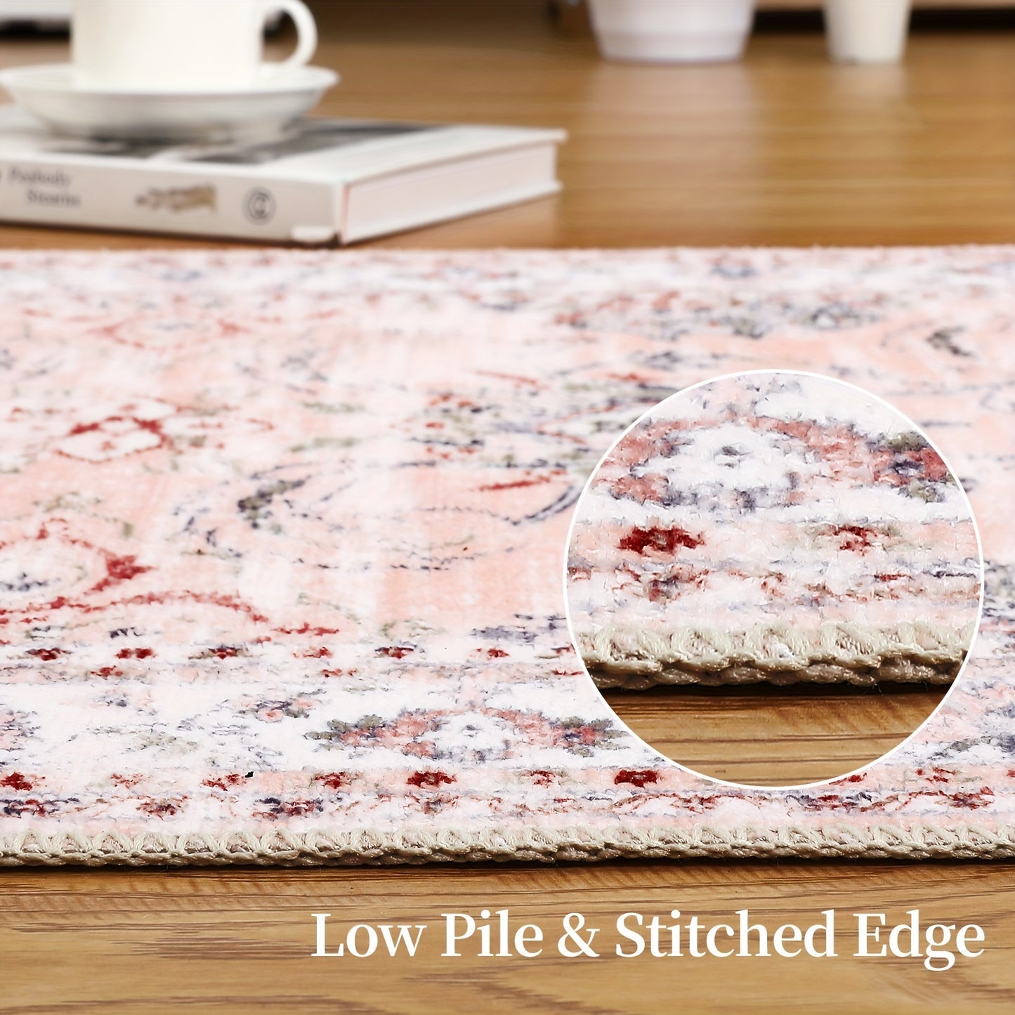 Vintage Floral Rug Washable Area Rug Distressed Entryway Rug Doormat Foldable Indoor Rug Doormat Non-Slip Rug Home Decor Rug For Living Room Bedroom Kitchen Laundry Room Entryway