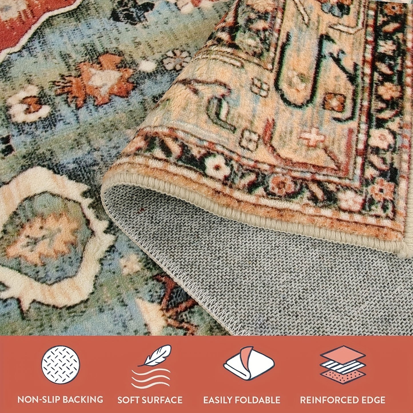 Boho Tribal Runner Rug Hallway Bohemian Vintage Non-Slip Entryway Throw Rug Faux Wool Machine Washable Low-Pile Floor Carpet Runner For Kitchen Laundry Living Bedroom