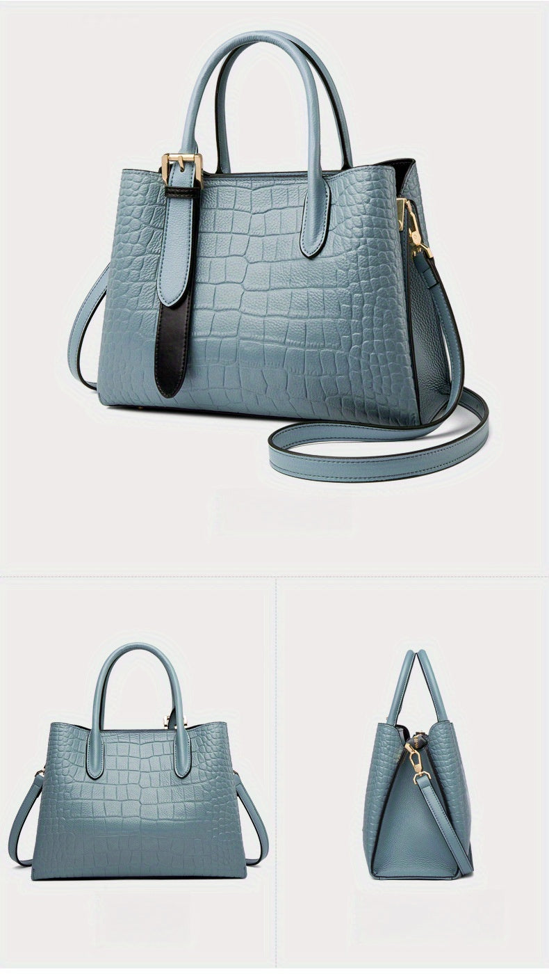 2025 New Genuine Leather Women's Crossbody Bag - Large Capacity Detachable Strap Handbag, Elegant Office & Daily Commuting Purse with Zipper Closure
