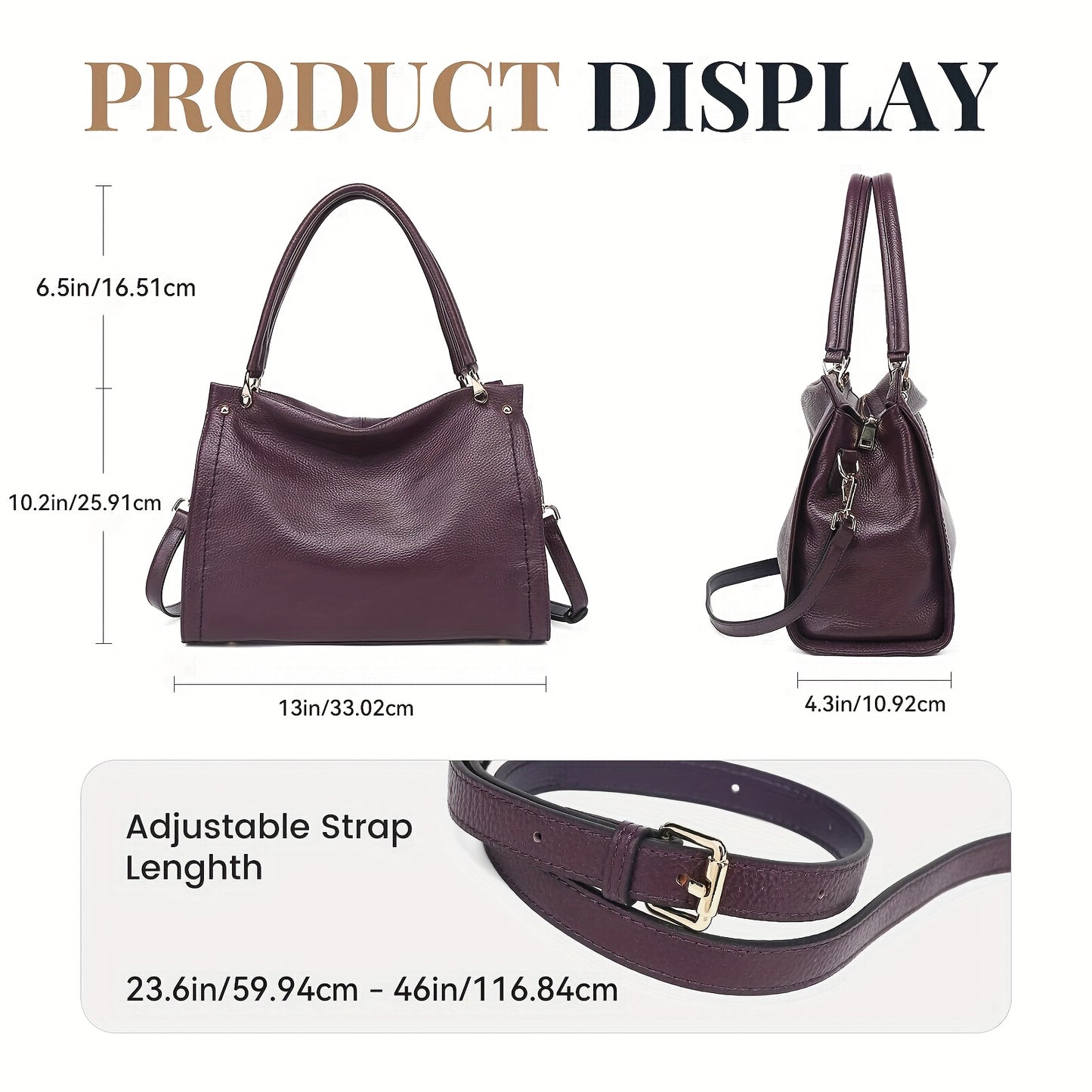 Elegant Leather Handbag, Women's Tote Bag, Versatile Single Shoulder Sling Bag