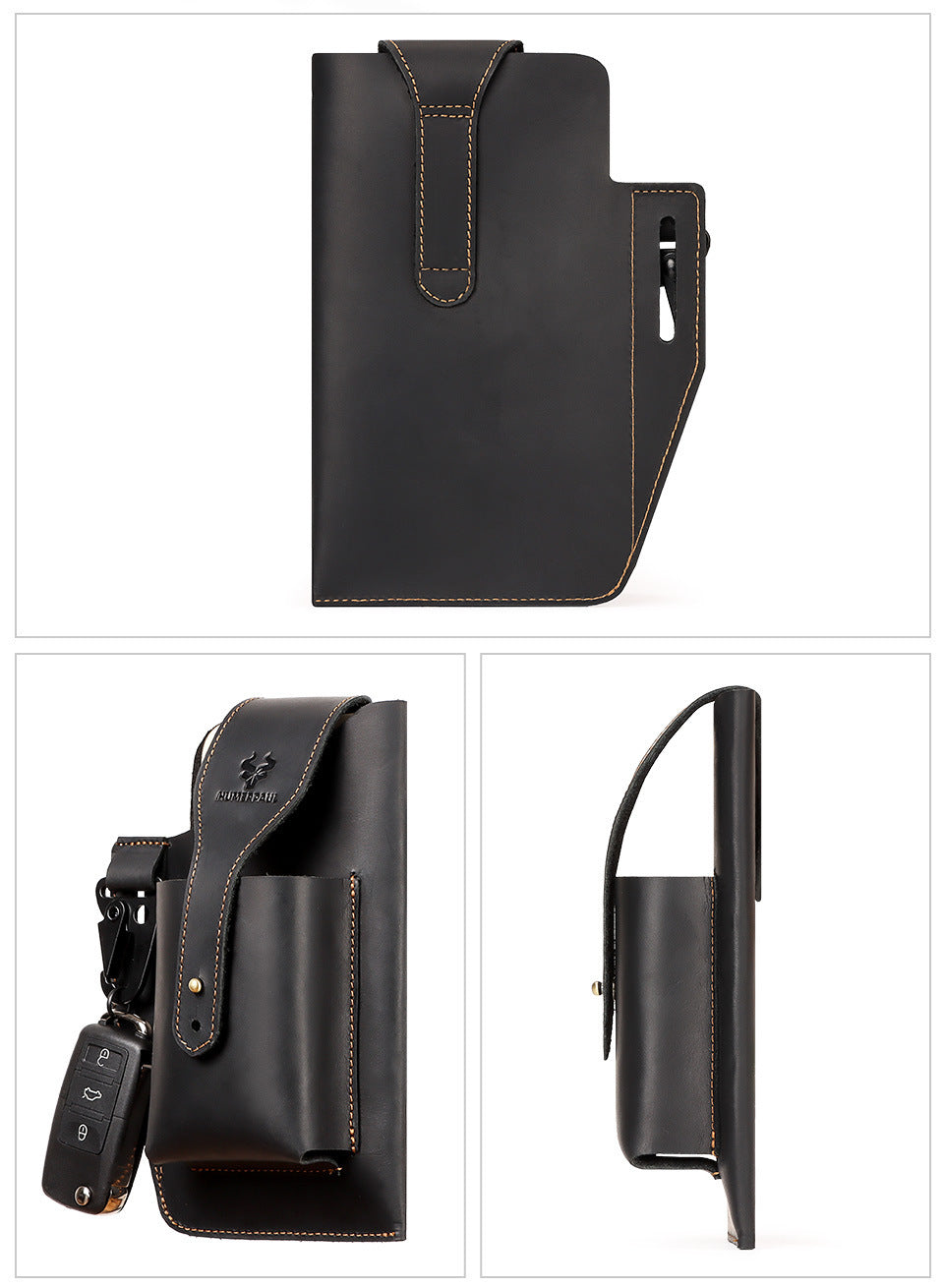 Men's Leather Mobile Phone Case, Mobile Phone Stand With Belt Ring, Mobile Phone Bag Protective Case, Unique Father's Day Gift