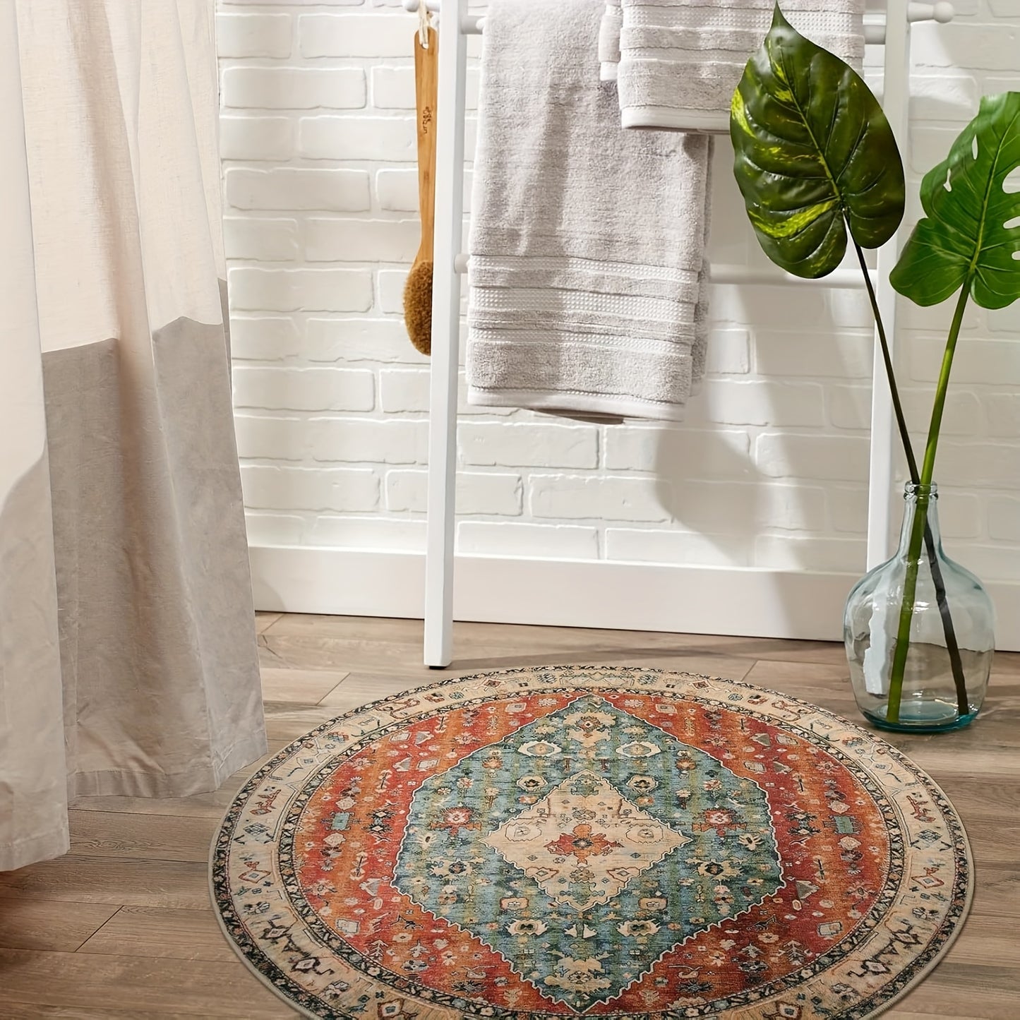 Boho Tribal Runner Rug Hallway Bohemian Vintage Non-Slip Entryway Throw Rug Faux Wool Machine Washable Low-Pile Floor Carpet Runner For Kitchen Laundry Living Bedroom