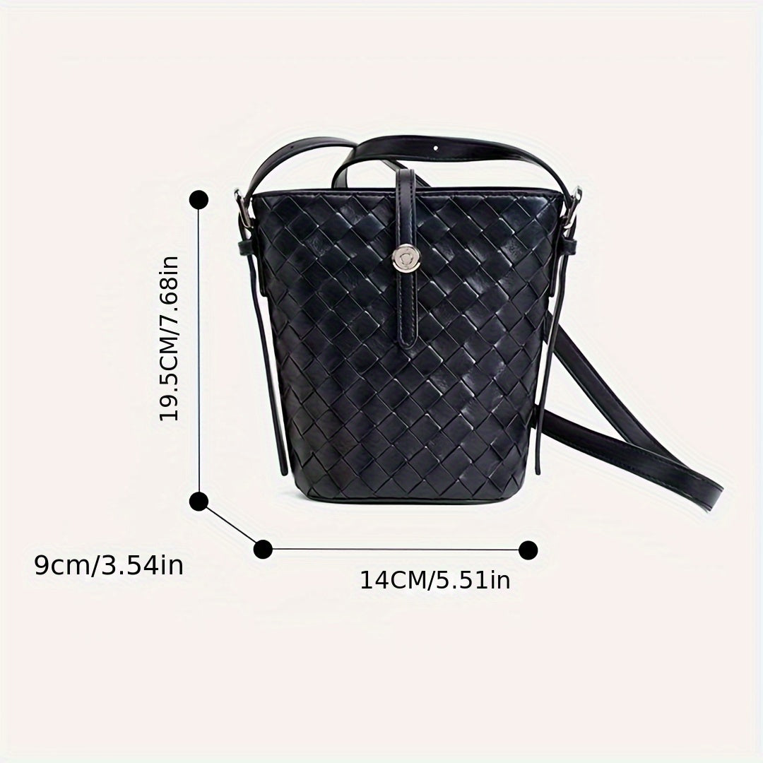 Woven New Bucket Bag Handmade Woven Bag, Niche High-end Women's Summer Versatile Crossbody Bag, Simple, Lightweight And Compact Crossbody Bag