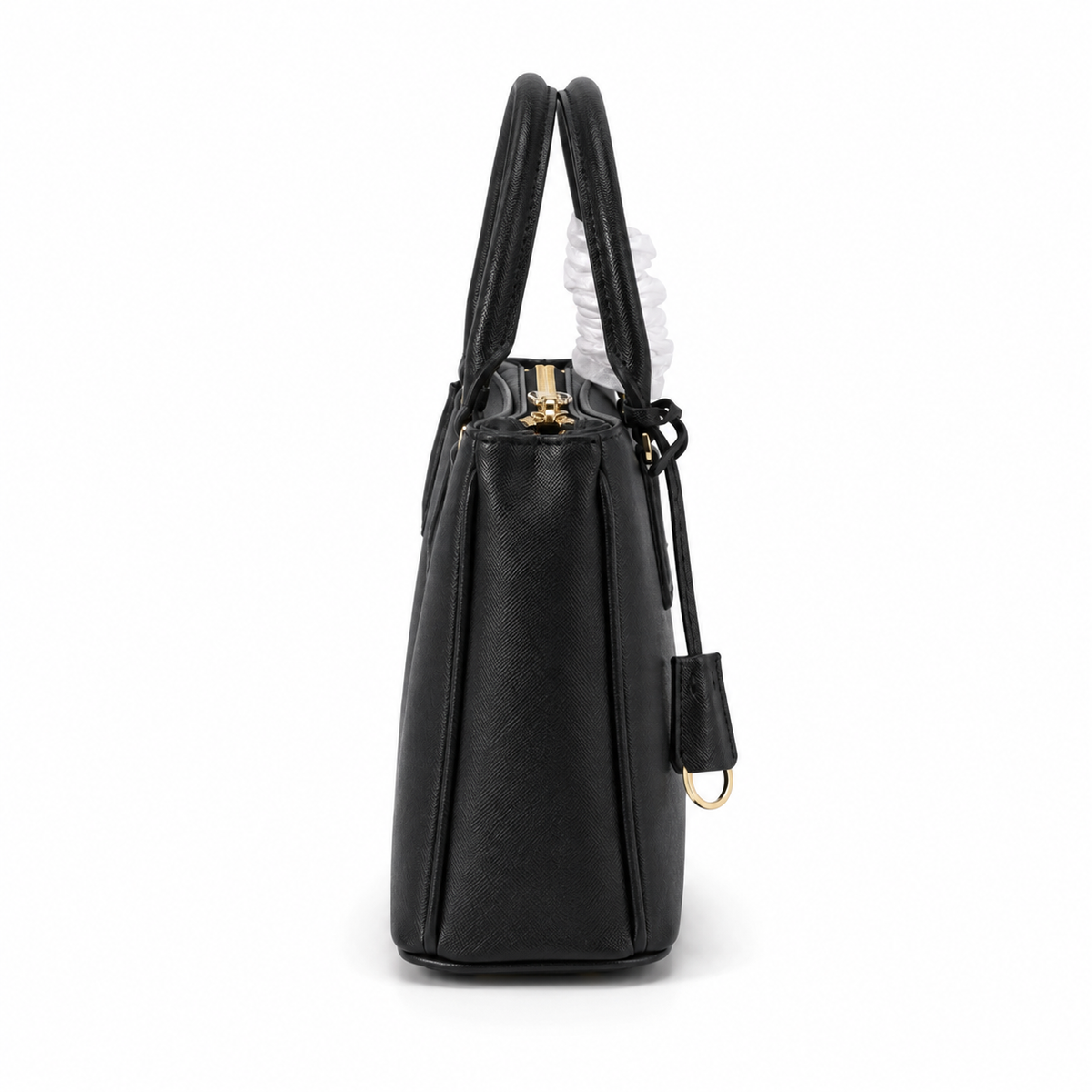 Elegant Black Structured Top-Handle Handbag