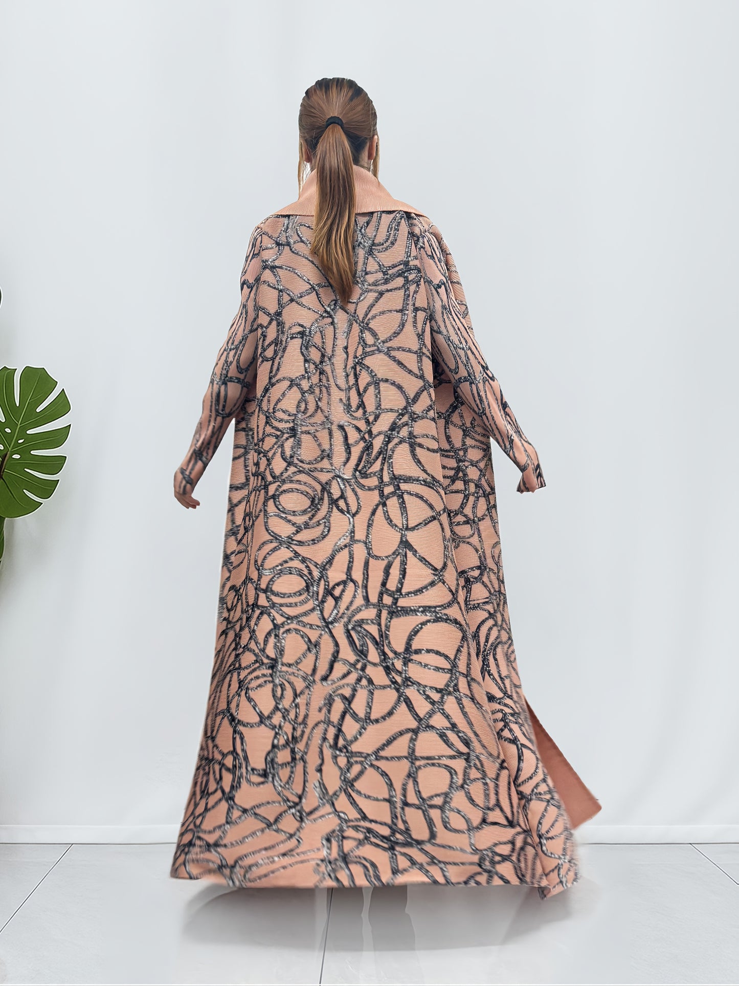 Women's Elegant Middle Eastern Abaya Robe - Long Maxi Dress with Adjustable Waist Belt, Flowy Pantsuit-like Outfit in Soft Pink/Black/, Stretchy Non-Transparent Fabric for Travel, Formal Events, Everyday